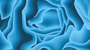 Modern ve sanatsal 3D soyut metalik mavi renkli kağıt resimleme arka planı. Fütüristik kağıt kesilmiş, sıvı veya gözenekli şekiller. Sıvı ve gözenekli metalik mavi eğimli renkler.