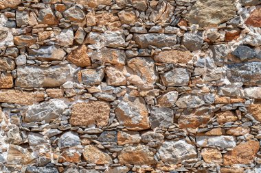 Stone Wall arka plan modeli. Taş duvarın yakın plan görüntüsü.