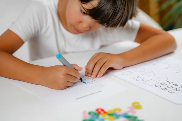 Formas Para Colorear Para Niños Una Prueba Evaluación Preescolar —  Fotos de Stock