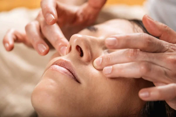 Thai Facial Age Massage Tecniche Agopuntura Del Massaggio Tradizionale Tailandese — Foto Stock
