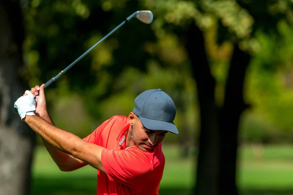 Kraftfull Golfsving Ung Golf Professionell Golf Swing — Stockfoto