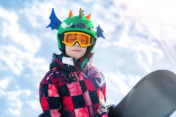 Portrait Boy Snowboard — Stockfoto