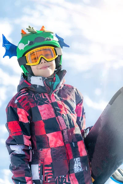 Portrait Boy Snowboard — Stockfoto
