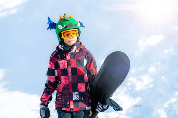 Portrait Boy Snowboard — Stockfoto