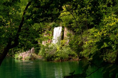 Hırvatistan 'ın ulusal park Plitvice göllerindeki şelalelerde güzel su sıçramaları