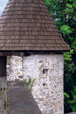 Hırvatistan 'ın Novigrad na Dobri kentindeki ortaçağ şatosunun ve eski taş köprünün dışında.