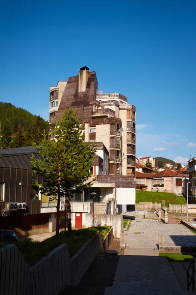 Edificio Esterno Della Moderna Architettura Jugoslava Grattacielo Nova Varo Serbia — Foto Stock