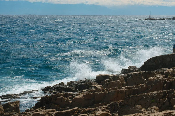 Stormy Sea Croatia Islands Kvarner Bay Adriatic Sea — ストック写真