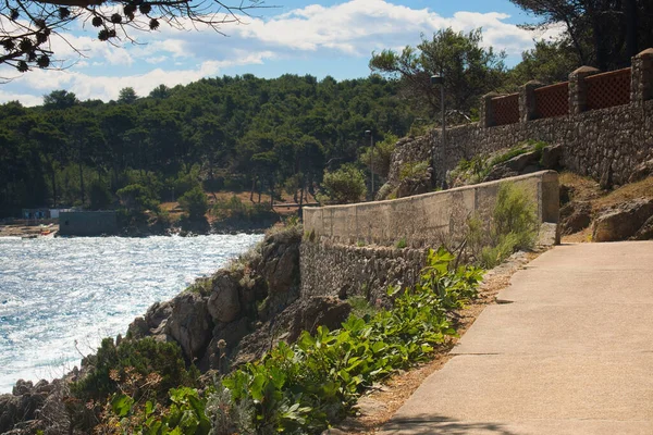 Promenade Path Trekking Trail Mediterranean Village Veli Loinj Croatia Islands — Foto de Stock