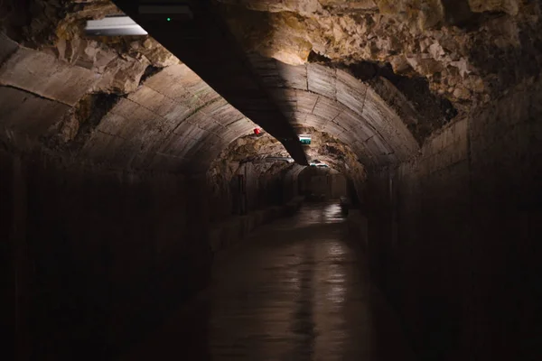 Dark Tunnel Underground Military Shelter Zerostrasse Pula Croatia — Stockfoto