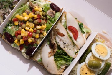 Set of various tapas sandwiches for party brunch 