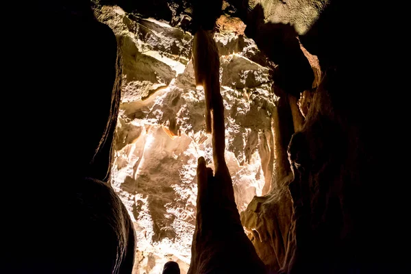 Estalagmites Estalactites Caverna Postojna Dos Maiores Sistemas Cavernas Eslovénia — Fotografia de Stock