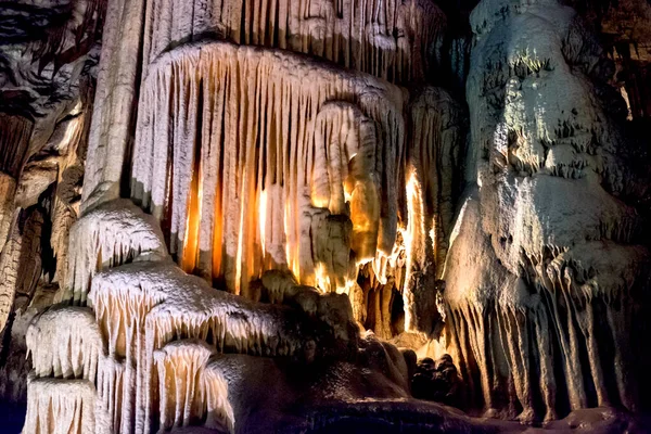 Stalagmites Stalactites Postojna Cave One Largest Cave Systems Slovenia — Stock Photo, Image