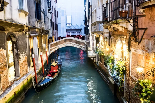 Coucher Soleil Romantique Sur Canal Vieille Venise Italie — Photo