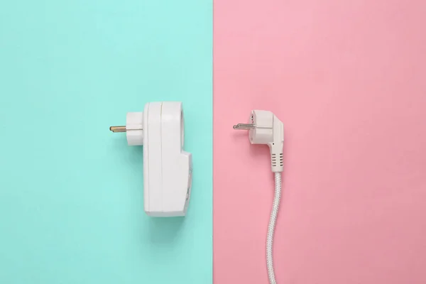 Fuse Power Outlet Power Plug Blue Pink Pastel Background — Stock Photo, Image