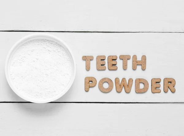 Tooth Powder White Background Minimalistic Dental Care Concept — Stock Photo, Image