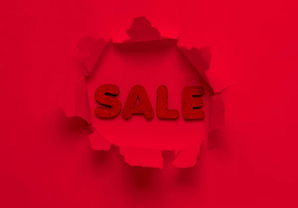 引き裂かれた穴の言葉の販売 赤ネオン — ストック写真