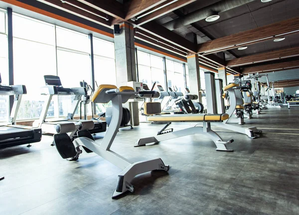 Modern Gym Interior Fitness Equipment Exercise Machines Sports Hall Large — ストック写真