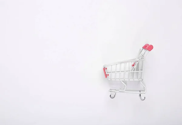 Mini Supermarkt Trolley Witte Achtergrond — Stockfoto