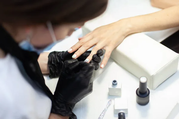 Manicurist Workflow Client Nails Nail Care Manicure — Stok fotoğraf