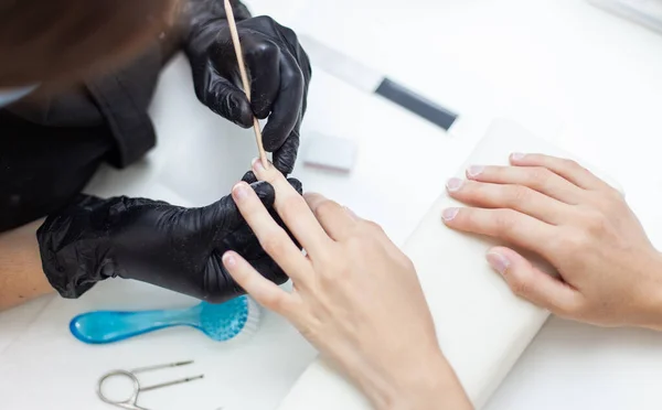 Manicurist Workflow Client Nails Nail Care Manicure — Φωτογραφία Αρχείου