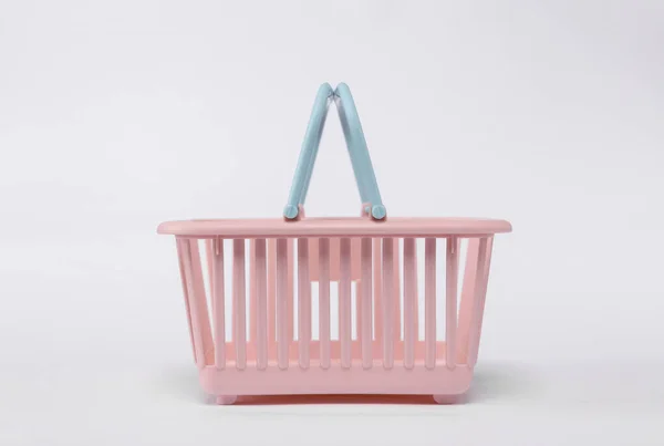 Plastic Supermarket Basket Isolated White Background — Fotografia de Stock