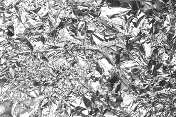 Background of crumpled metal foil closeup