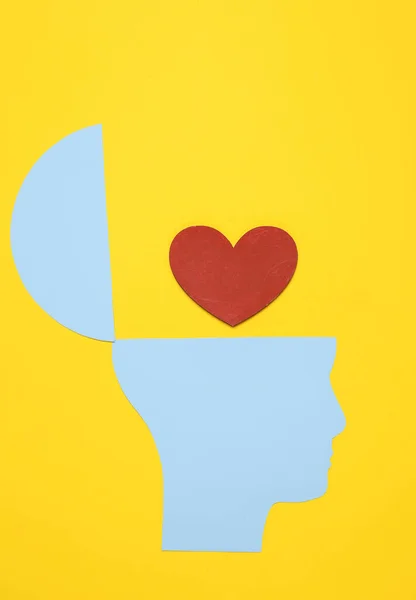 Öffnen Sie Ihren Geist Psychische Gesundheit Liebeskonzept Kreatives Denken Papiersilhouette — Stockfoto