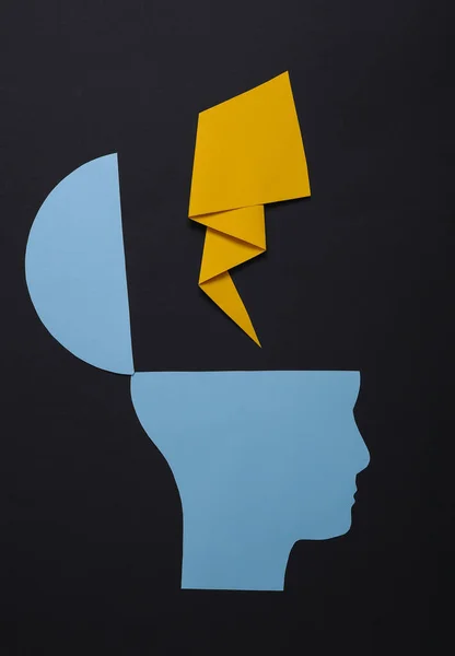 Öppna Ditt Sinne Mental Hälsa Koncept Kreativt Tänkande Papper Silhuett — Stockfoto