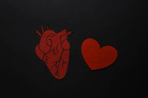 Concetto Amore Cuore Anatomico Cuore Amore Sfondo Nero San Valentino — Foto Stock