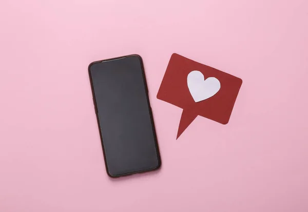 Jak Ikona Smartfonem Różowym Tle Media Społecznościowe Ocena Opinie Zwolenników — Zdjęcie stockowe