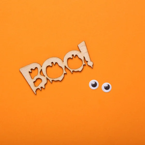 Minimale Halloween Lay Out Het Woord Boo Met Een Bange — Stockfoto