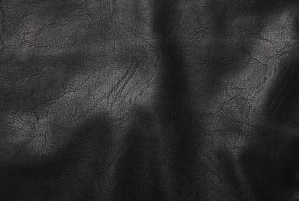 Texture Froissée Cuir Noir Gros Plan — Photo