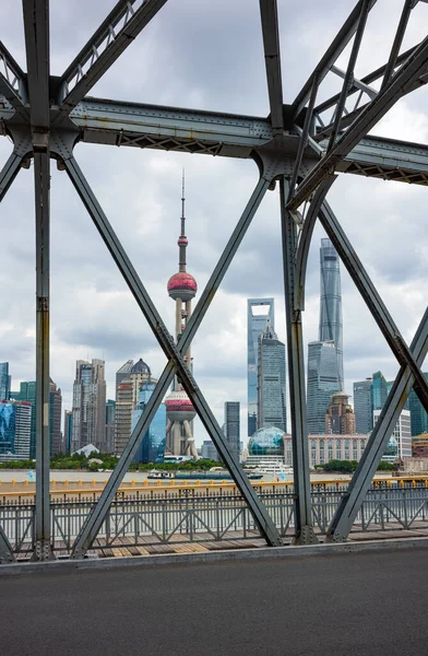Шанхай Китай Сентября 2018 Года Вид Знаковый Район Пудун Моста — стоковое фото