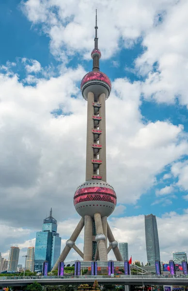 Шанхай Китай Сентября 2018 Года Восточная Жемчужина Телебашни Районе Пудун — стоковое фото