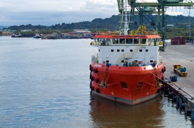 Bandar Seri Begawan, Brunei- May 22, 2008: View of a big tugboat in the harbor