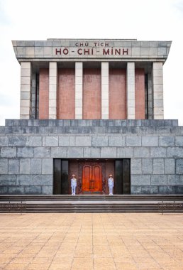Hanoi, Vietnam - November 18, 2019: Soldiers stand guard at the Ho Chi Minh mausoleum