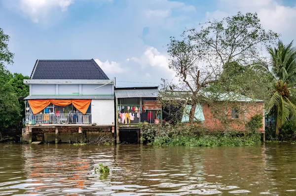 Vietnam Houses Stilts Mecong River Delta — 图库照片