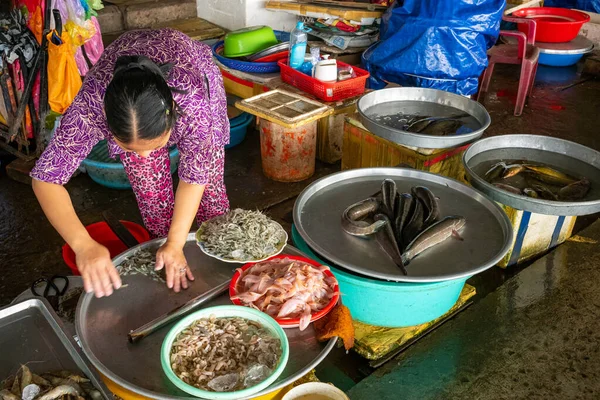 Cai Rang Vietnam Noviembre 2019 Colorido Mercado Alimentos Orilla Del — Foto de Stock