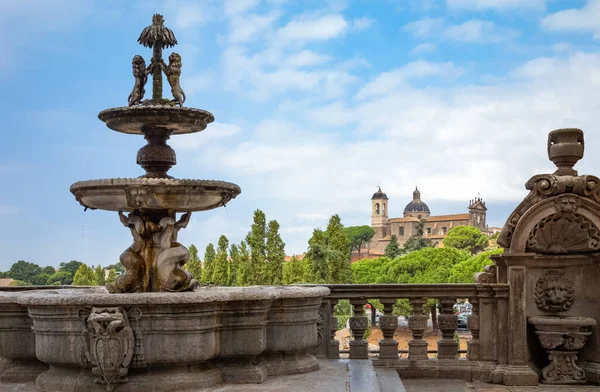 Italien Viterbo Panoramaterrassen Med Fontän Palazzo Dei Priori — Stockfoto