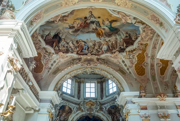 Varna Italy September 2020 Frescoes Stuccos Church Vault Abbey Novacella — Stock Photo, Image