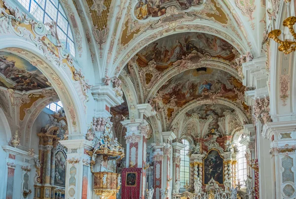 Varna Italy September 2020 Frescoes Stuccos Church Vault Abbey Novacella — Stock Photo, Image