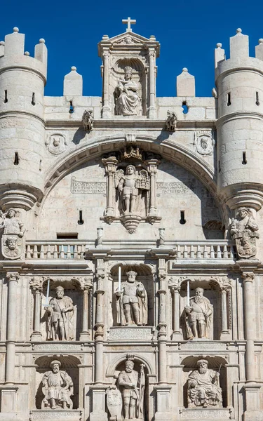 Spanien Burgos Detalj Bågen Santa Maria Huvudporten Staden — Stockfoto