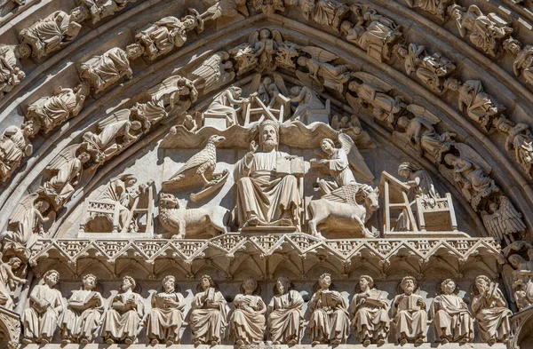 Hiszpania Burgos Detale Rzeźb Nad Głównym Portalem Katedry Najświętszej Marii — Zdjęcie stockowe
