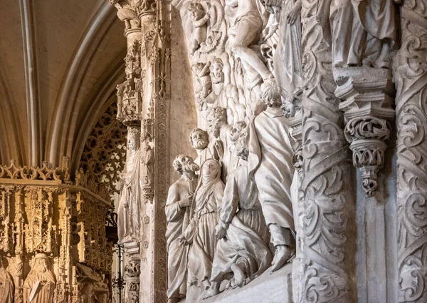 Burgos Espanha Junho 2018 Detalhe Das Esculturas Sagradas Corredor Catedral — Fotografia de Stock