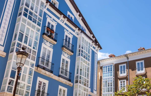 Espanha Burgos Palácios Com Típica Janela Coberta Cidade Velha — Fotografia de Stock