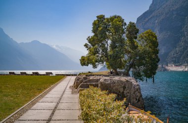 Riva del Garda, Italy, the lake ssen from the garden of La Rocca (Medieval Fortress)