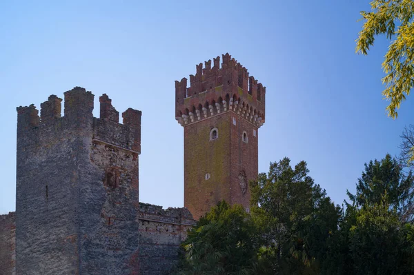 Itália Lazise Vista Para Cima Castelo Scaligero — Fotografia de Stock