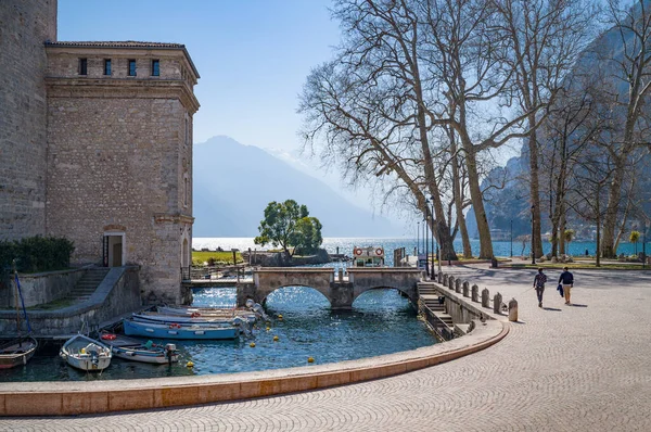 Riva Del Garda Italy March 2022 Water Moat Surrounds Rocca — Stockfoto