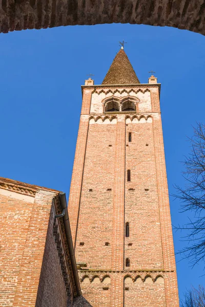 Italien Montagnana Uppåt Utsikt Över Kyrkan San Francesco Som Ligger — Stockfoto